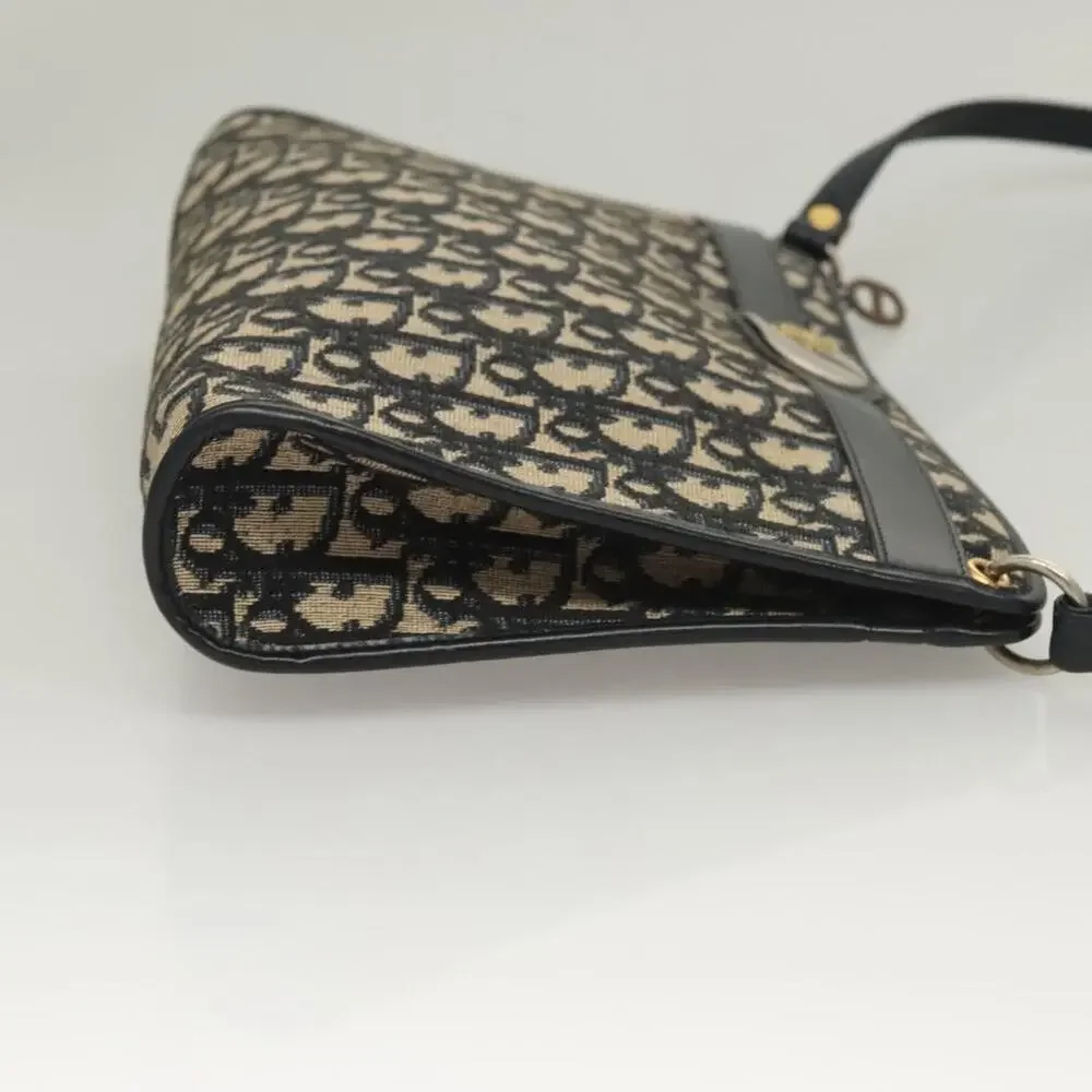 DIOR Trotter Canvas Shoulder Bag Navy Gold - Picture 4 of 12
